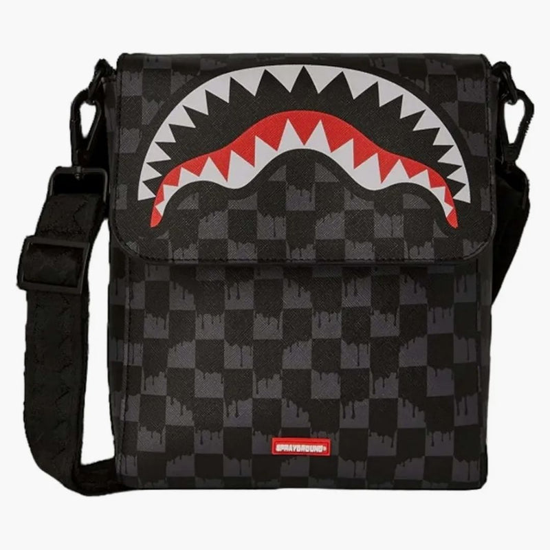 Sprayground Drip Check Shark Messenger Bag Black/grey Checker