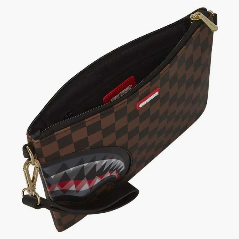 Sprayground Sharks In Paris Lenticular Champ Crossover Clutch Brown Checker