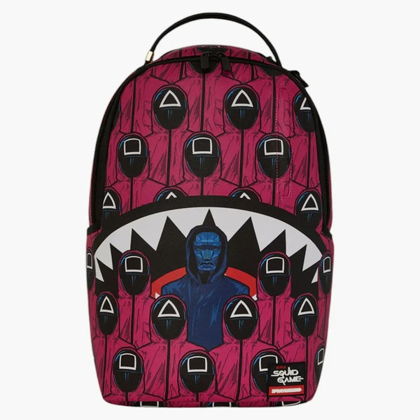 Sprayground Squid Game Collab Front Man & Pink Guard Sharks Backpack Multicolor