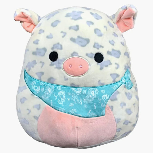 Squishmallow Rosie prase 12 palců (s šátek) plyšová bílá/tyrkysová