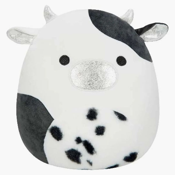 Squishmallow ulga The Cow 12 "plyšové černé/bílé/stříbrné
