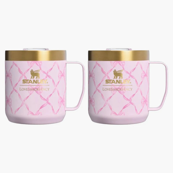 Stanley 1913 X Loveshackfancy Holiday Everyday Camp 12oz Mug Set Baby Bow Pink Peppermint