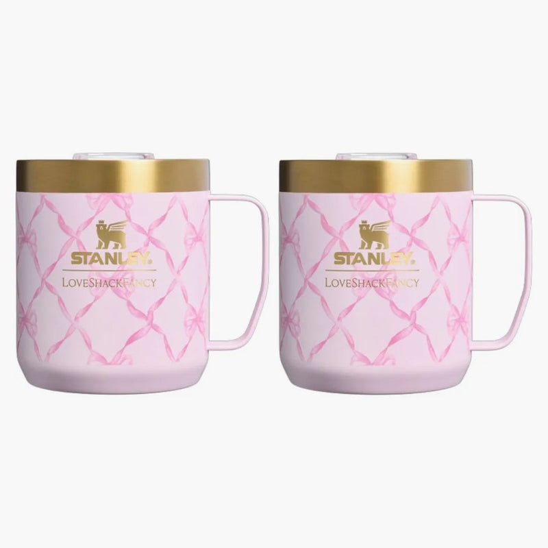 Stanley 1913 X Loveshackfancy Holiday Everyday Camp 12oz Mug Set Baby Bow Pink Peppermint