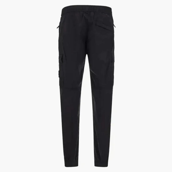 Stone Island 31303 Stretch Cotton Tela 'Paracadute' oděvy barvené nákladní kalhoty černé