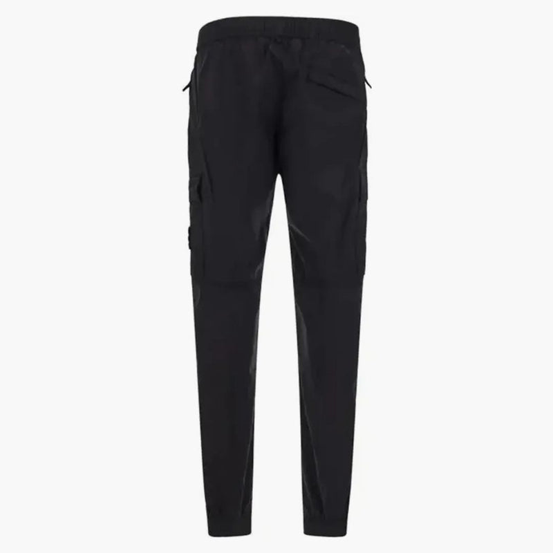 Stone Island 31303 Stretch Cotton Tela 'Paracadute' oděvy barvené nákladní kalhoty černé