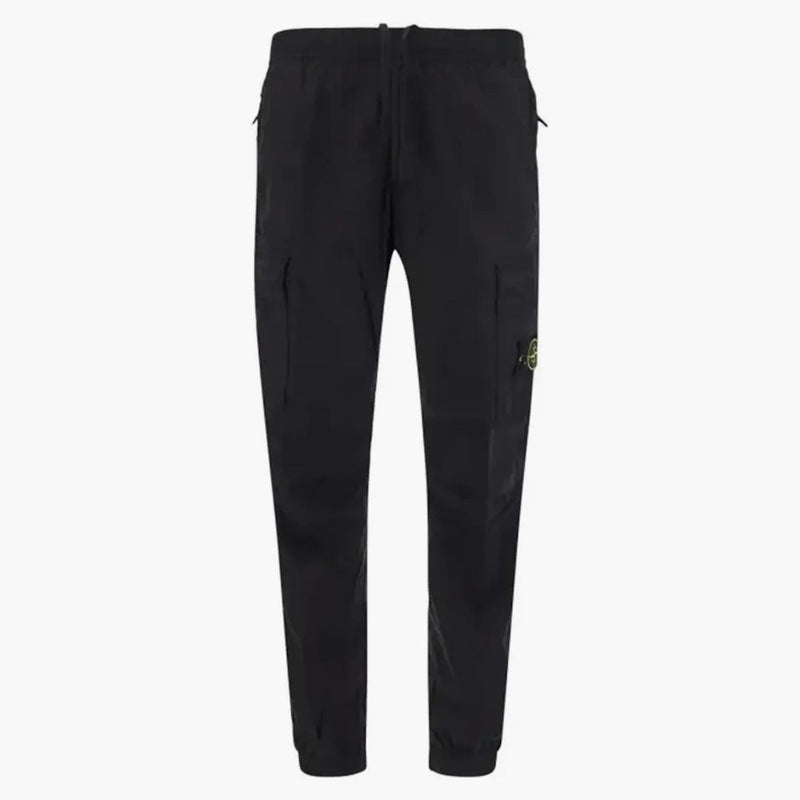 Stone Island 31303 Stretch Cotton Tela 'Paracadute' oděvy barvené nákladní kalhoty černé