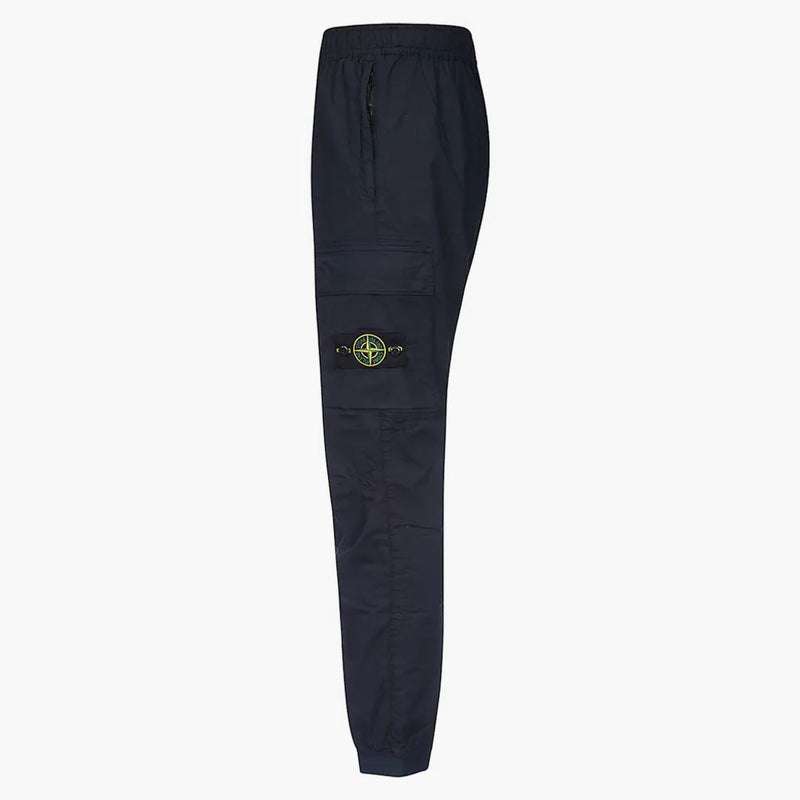 Stone Island 31303 Stretch Cotton Tela 'Paracadute' oděvy barvené nákladní kalhoty námořnictvo