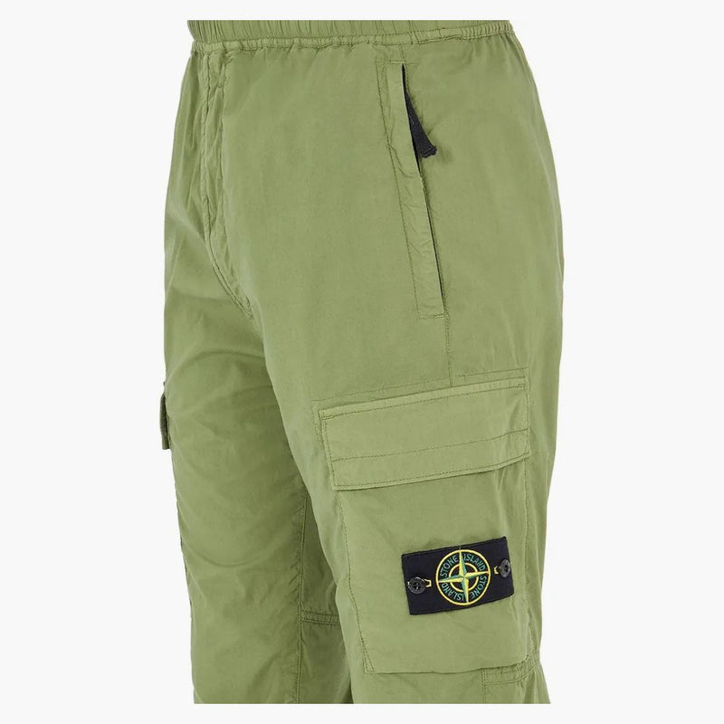 Stone Island 31303 Stretch Cotton Tela „Paracadute“ oděvy s oděvem olivové kalhoty