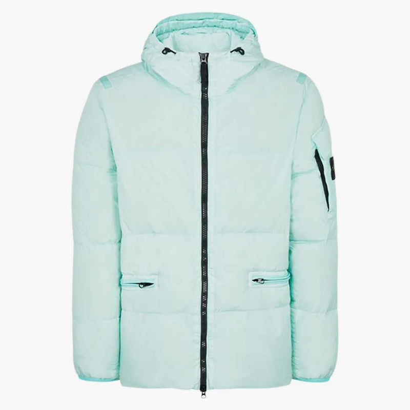 Stone Island 40223 Oděv obarvená crkle opakování R-NY Down Jacket Aqua