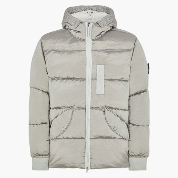 Stone Island 43619 Nylonový kov v ekonylu regenerované nylonové bundy perla šedá