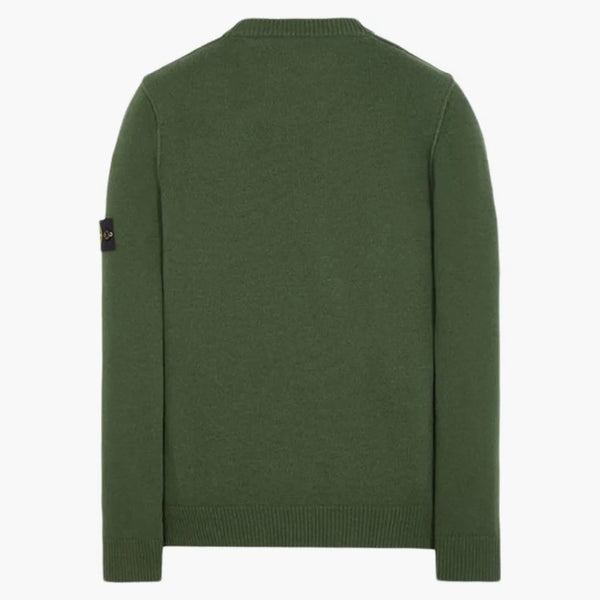 Stone Island 508A3 Stockinette Stitch Lambswool Pletený svetr olivová zelená