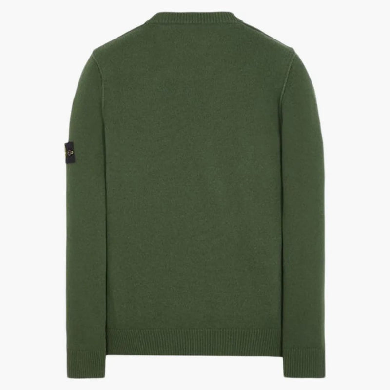 Stone Island 508A3 Stockinette Stitch Lambswool Pletený svetr olivová zelená
