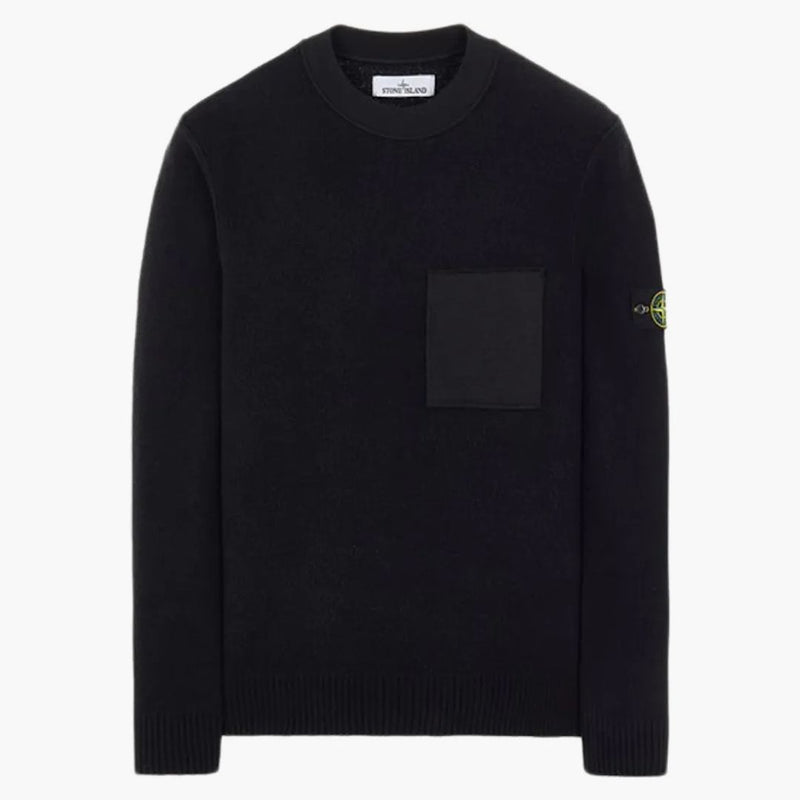 Stone Island 523d2 měkká bavlna se směsí tkanin pletený svetr černý