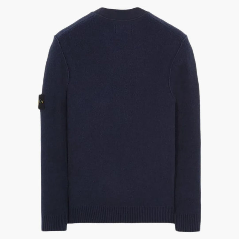 Stone Island 523D2 měkká bavlna s mixovou tkaninou pletenou svetr modrou