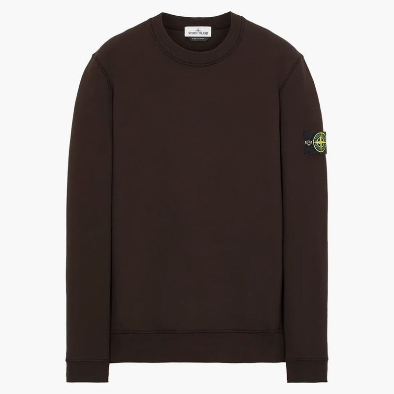 Stone Island 63020 Kartáčová bavlněná fleece Creece Crewneck tmavě hnědá