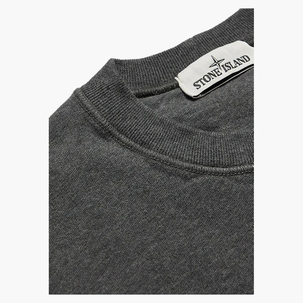 Stone Island 63020 Kartáčovaný bavlněný fleecová posádka tmavě šedá