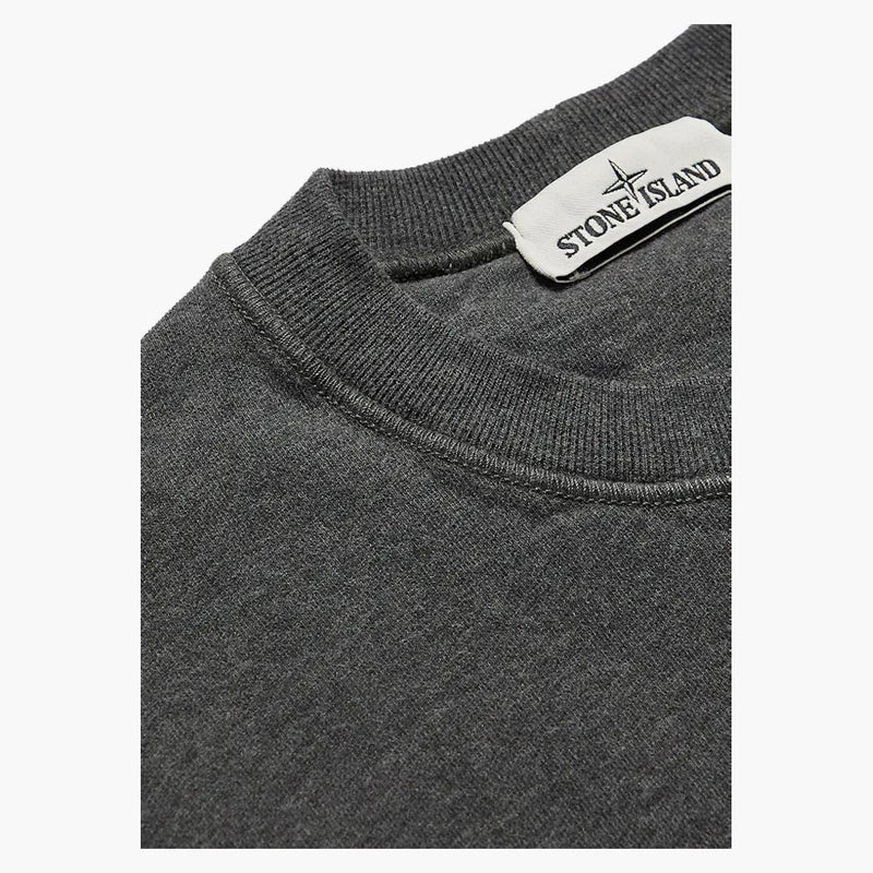 Stone Island 63020 Kartáčovaný bavlněný fleecová posádka tmavě šedá