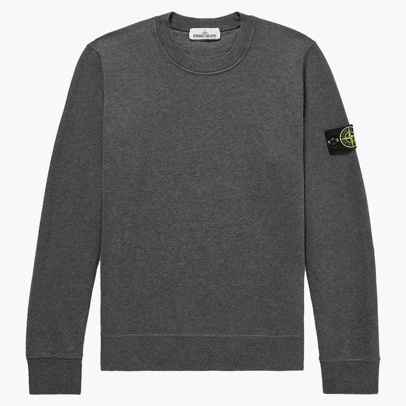Stone Island 63020 Kartáčovaný bavlněný fleecová posádka tmavě šedá