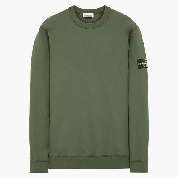Stone Island 63020 Kartáčovaný bavlněný fleece posádka šalvěj