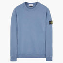 Stone Island 63020 Brushed Cotton Rune Crewneck Sweater Avio Blue