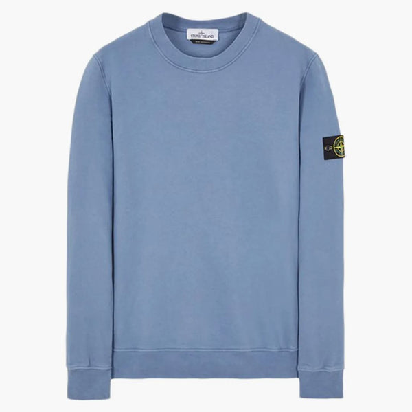 Stone Island 63020 Kartáčový bavlněný fleecketový svetr Avio Blue