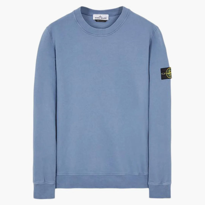 Stone Island 63020 Kartáčový bavlněný fleecketový svetr Avio Blue