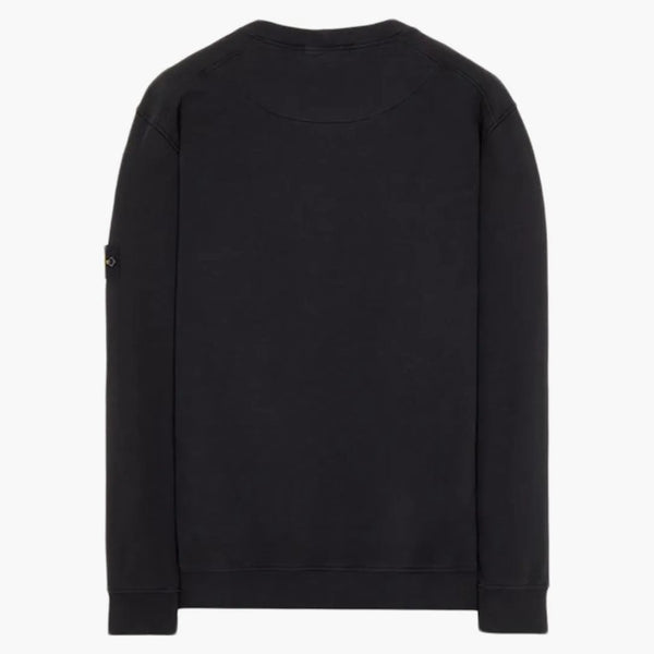 Stone Island 63020 Kartáčový bavlněný fleec Creece CrewNeck svetr černý