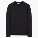 Stone Island 63020 Bothed Cotton Pleece Crewneck Sweater Czarny