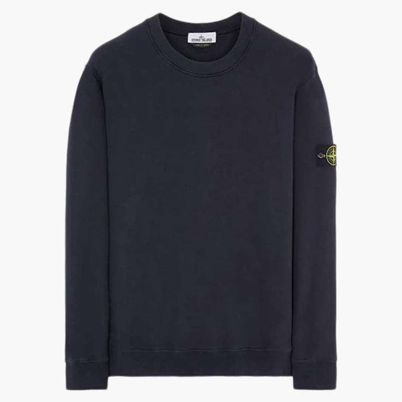 Stone Island 63020 Kartáčovaný bavlněný fleecketový svetr modrý