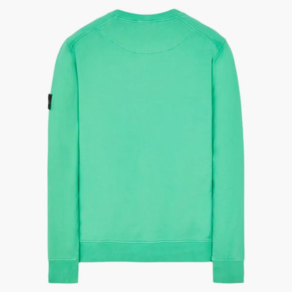 Stone Island 63020 Kartáčový bavlněný fleec Creece Crewneck svetr světle zelená