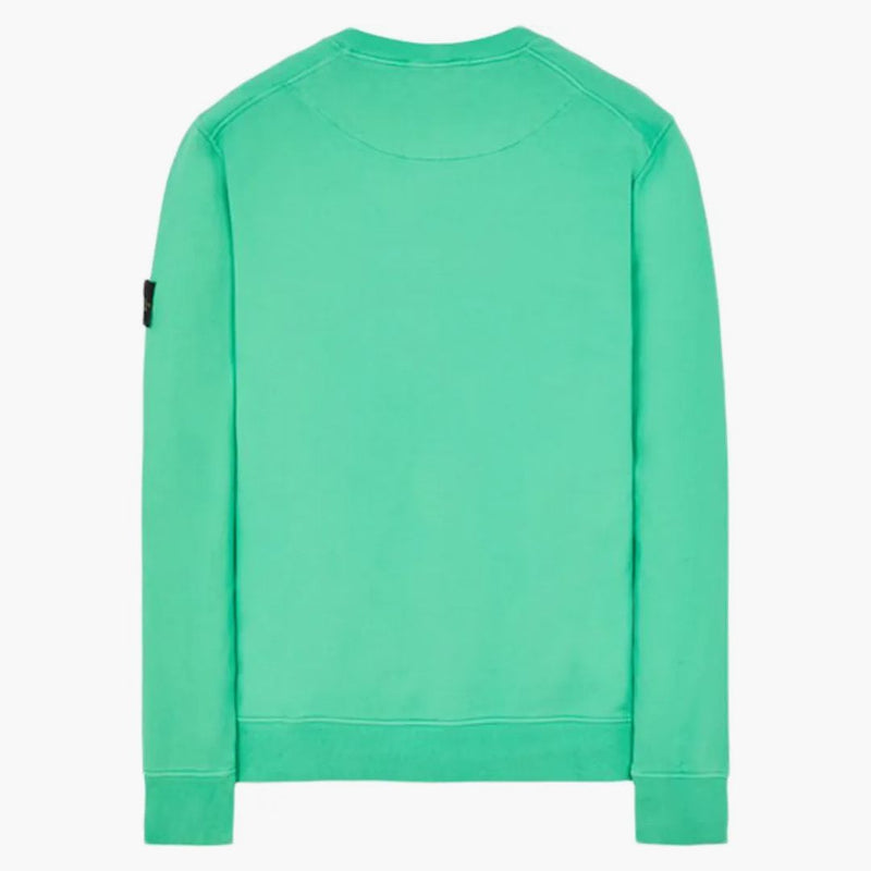 Stone Island 63020 Kartáčový bavlněný fleec Creece Crewneck svetr světle zelená