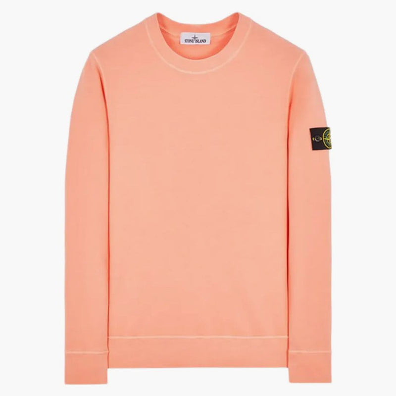 Stone Island 63020 Kartáčový bavlněný fleecketový svetr broskev