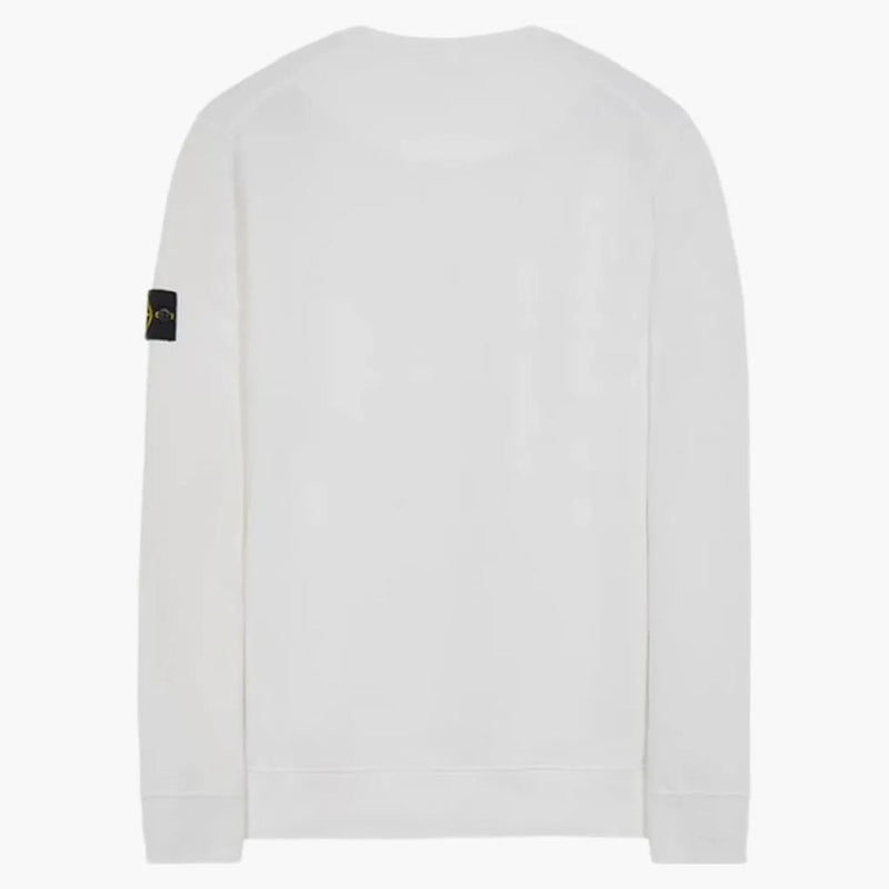 Stone Island 63020 Kartáčový bavlněný fleec Creece Crewneck svetr bílý