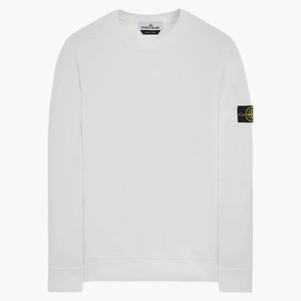 Stone Island 63020 Kartáčový bavlněný fleec Creece Crewneck svetr bílý
