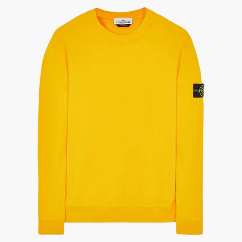 Stone Island 63020 Kartáčový bavlněný fleecová posádka svetr žlutá
