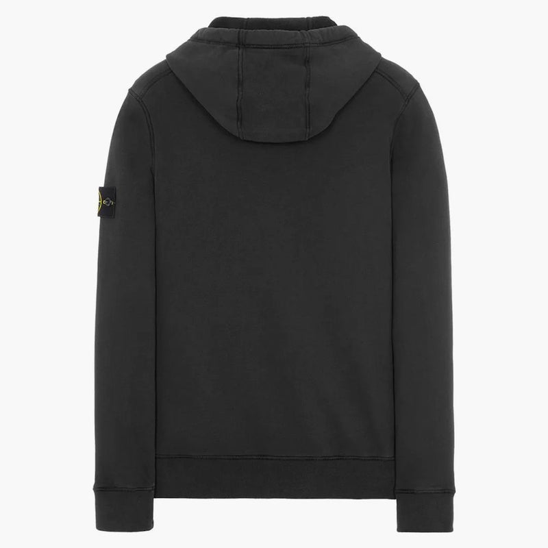 Stone Island 64120 Felpa con cappuccio in pile di cotone spazzolato nero