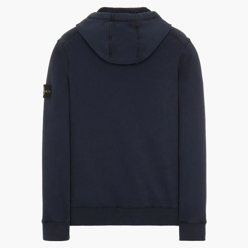 Stone Island 64120 Kartáčová bavlněná fleecová kapucí mikina námořnictva