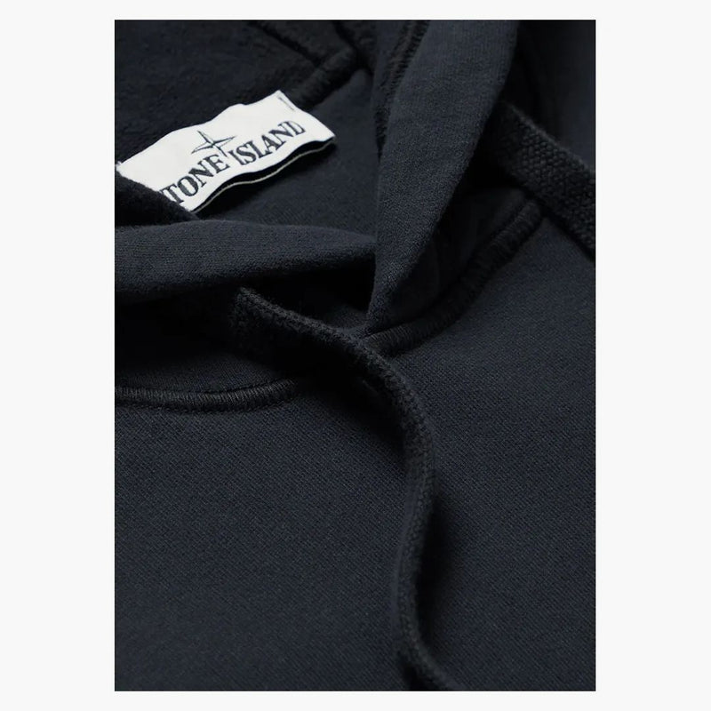 Stone Island 64120 Kartáčová bavlněná fleecová kapucí mikina námořnictva