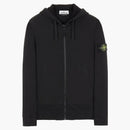 Stone Island 64220 Brushed Cotton Fleece Zip Up Hooded Sweatshirt Black