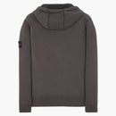 Stone Island 64220 Brushed Cotton Fleece Zip Up Hooded Sweatshirt Steel Gray