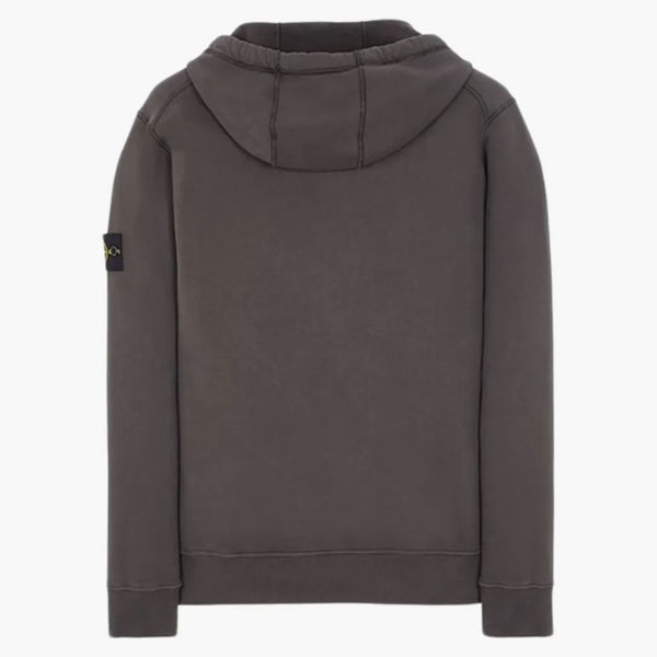 Stone Island 64220 Kartáčovaná bavlněná fleece Zip Up Mikina s kapucí