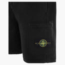 Stone Island 64651 Cotton Fleece Garment Dyed Shorts Black