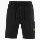 Stone Island 64651 Cotton Fleece Garment Dyed Shorts Black