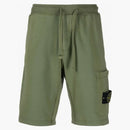 Stone Island 64651 Cotton Fleece Garment Dyed Shorts Khaki