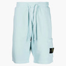 Stone Island 64651 Cotton Fleece Garment Dyed Shorts Light Blue