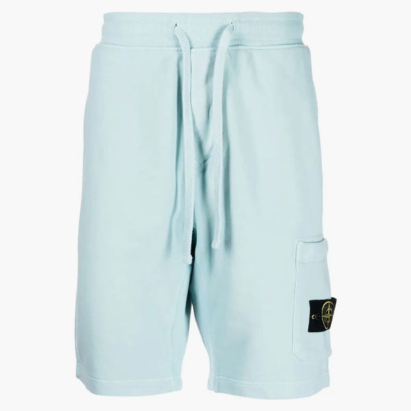 Stone Island 64651 Cotton Fleece Garment Breat Shorts Light Blue