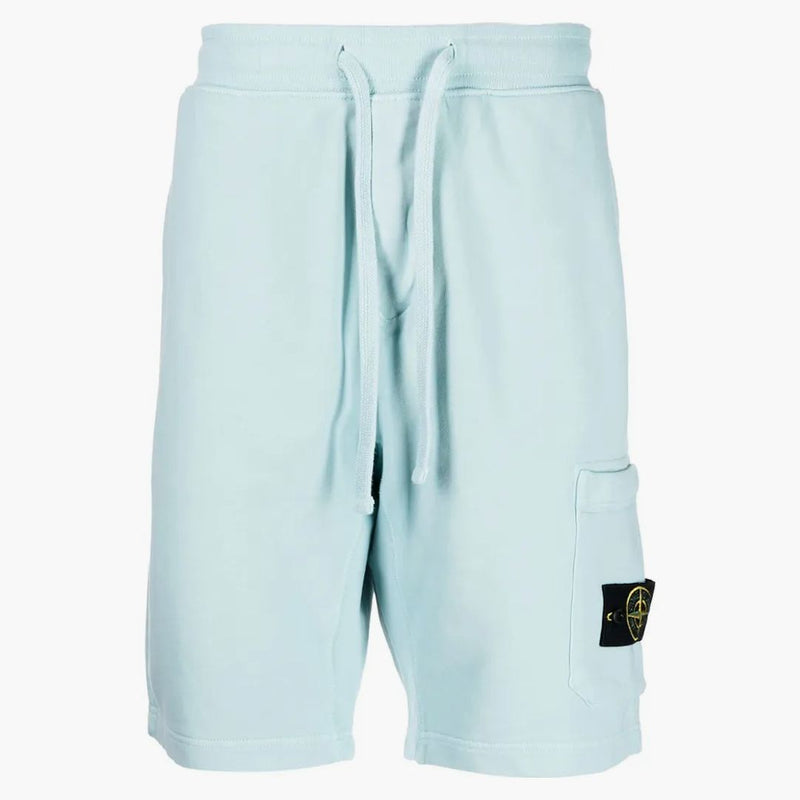 Stone Island 64651 Bomullsfleece plagg färgade shorts ljusblå