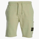 Stone Island 64651 Cotton Fleece Garment Dyed Shorts Light Green