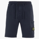 Stone Island 64651 Cotton Fleece Garment Dyed Shorts Navy