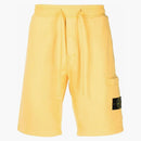 Stone Island 64651 Cotton Fleece Garment Dyed Shorts Yellow